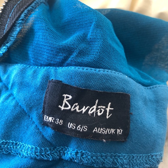 Bardot Ruched Mesh Bodycon Blue Mini Dress S - Picture 9 of 12